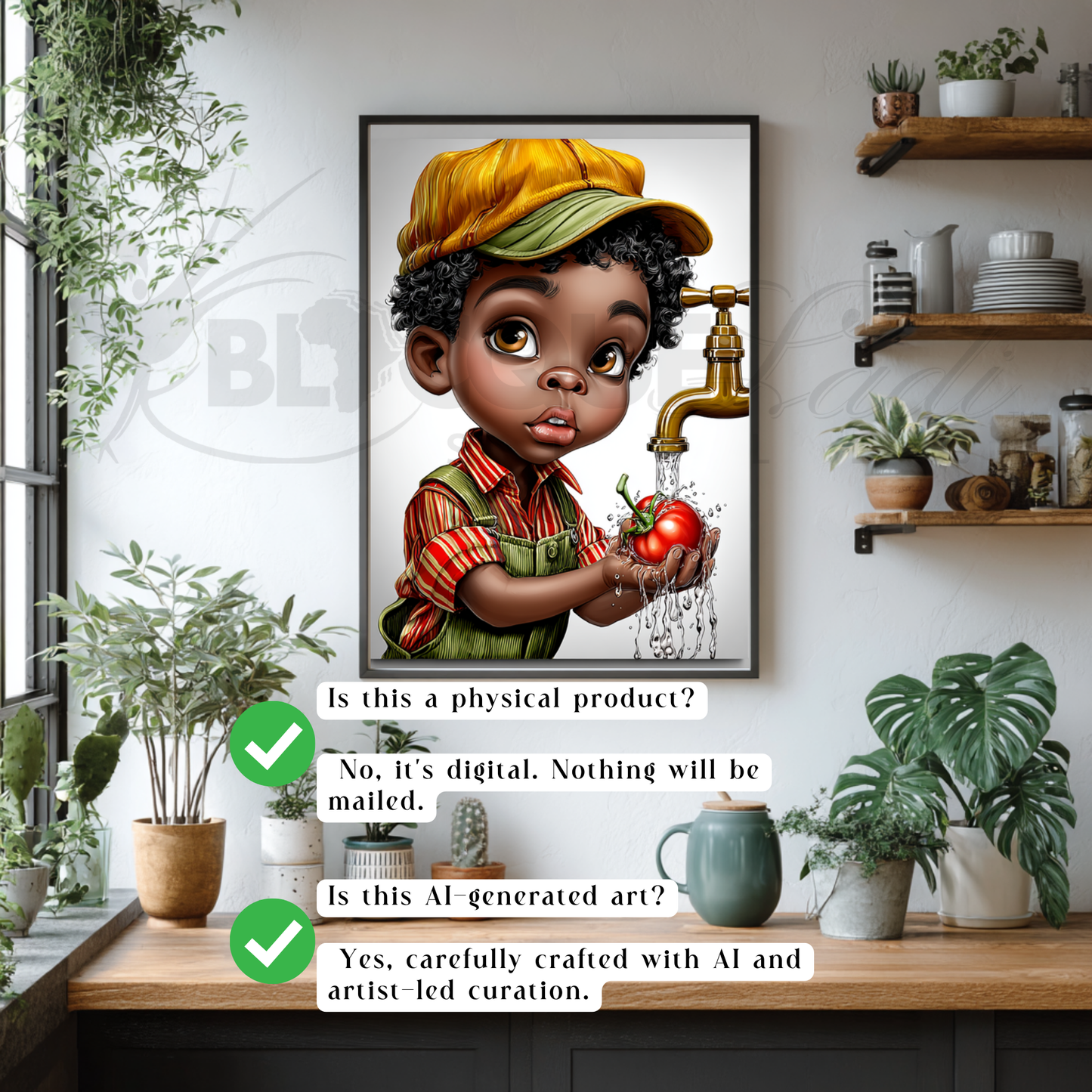 Whimsical Afrocentric Nursery Wall Art | Little Black Boys Farm-to-Table Prints | Digital Download for Kitchen, Playroom & Classroom