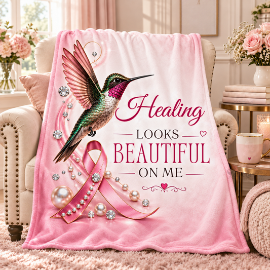 Healing Looks Beautiful on Me Breast Cancer Awareness Blanket