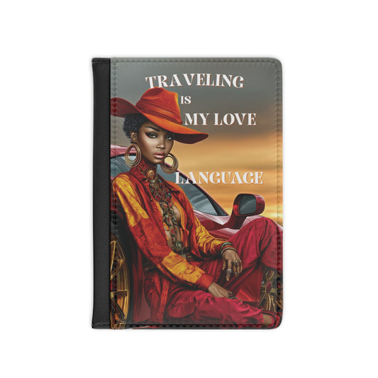 Luxury Afrocentric Passport Holder | Bold Red Car Artwork | RFID Travel Wallet Gift for Adventurers & Jetsetters