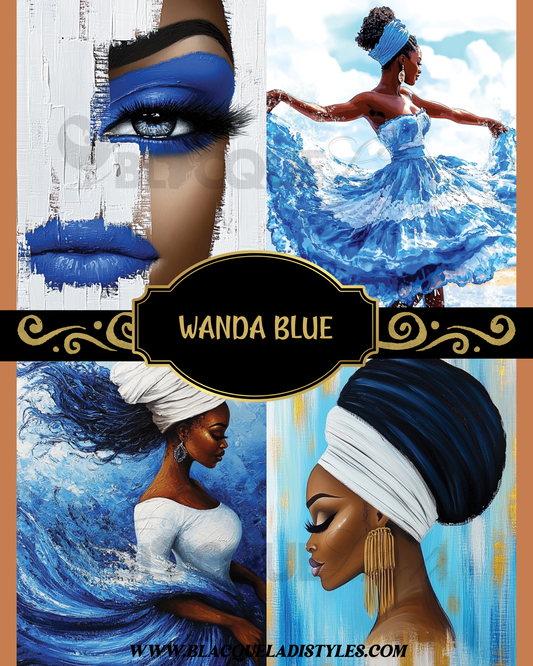 Blue Hues of Her Essence | Afrocentric Digital Wall Art Collection-Digital Prints