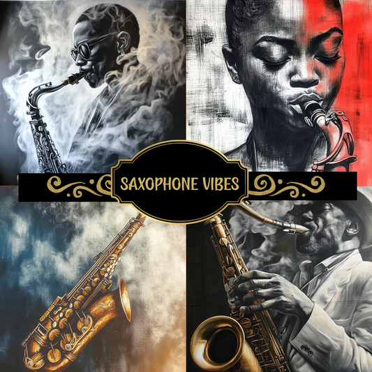 Saxophone Music Wall Art, Artful Bohemian Wall Decor, Black-Art, Digital Download