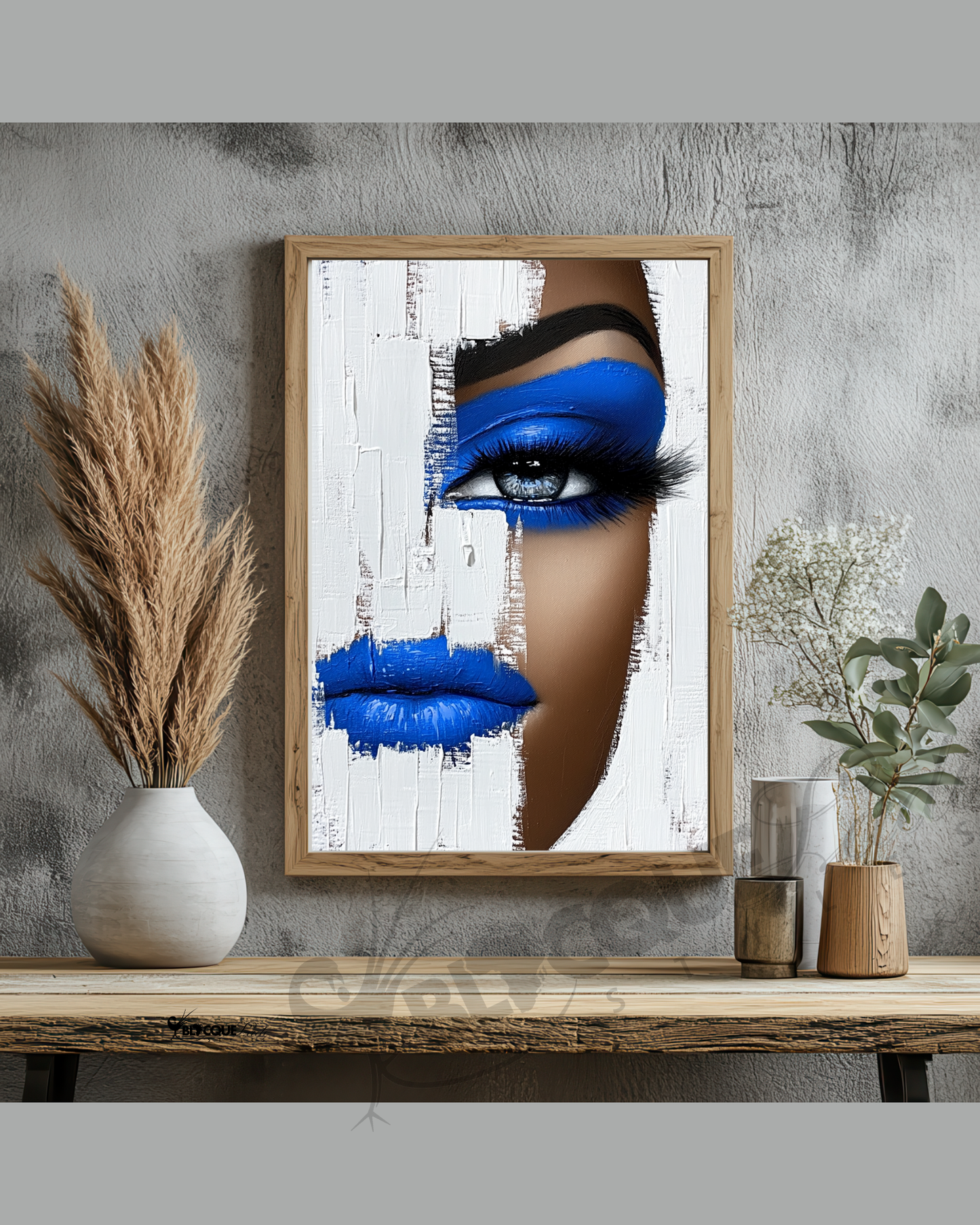 Unveiled in Blue- Bold Afrocentric Beauty Portrait Wall Art -Physical Print