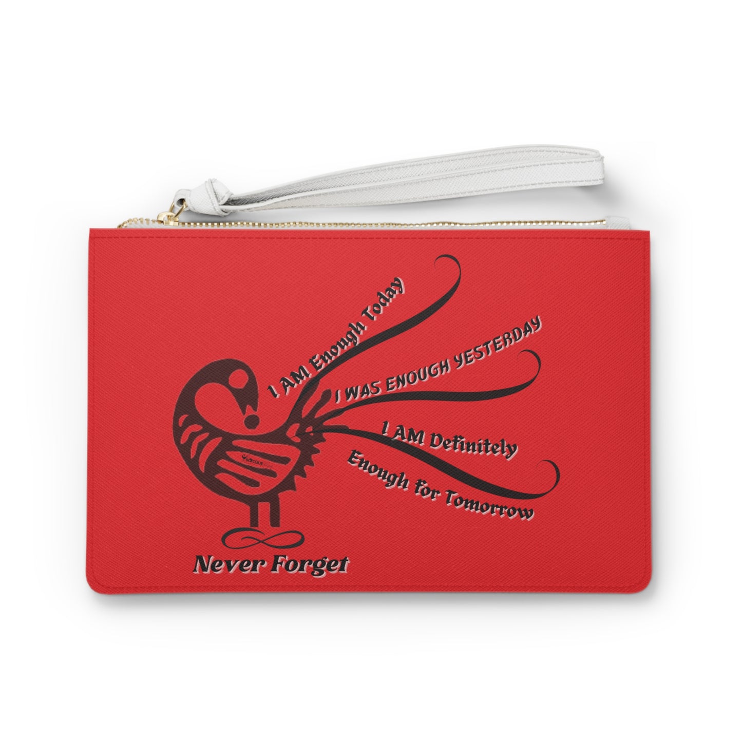 I AM MORE THAN ENOUGH-Empowering Positive Afrocentric Affirmation Vegan Leather Designer Clutch Bag-Red Clutch