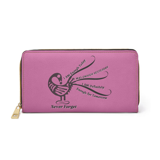 I AM More Than Enough- Positive Afrocentric Affirmation Vegan Leather Wallet Bag- Empower Your Style and Self-Love ; Pink Wallet