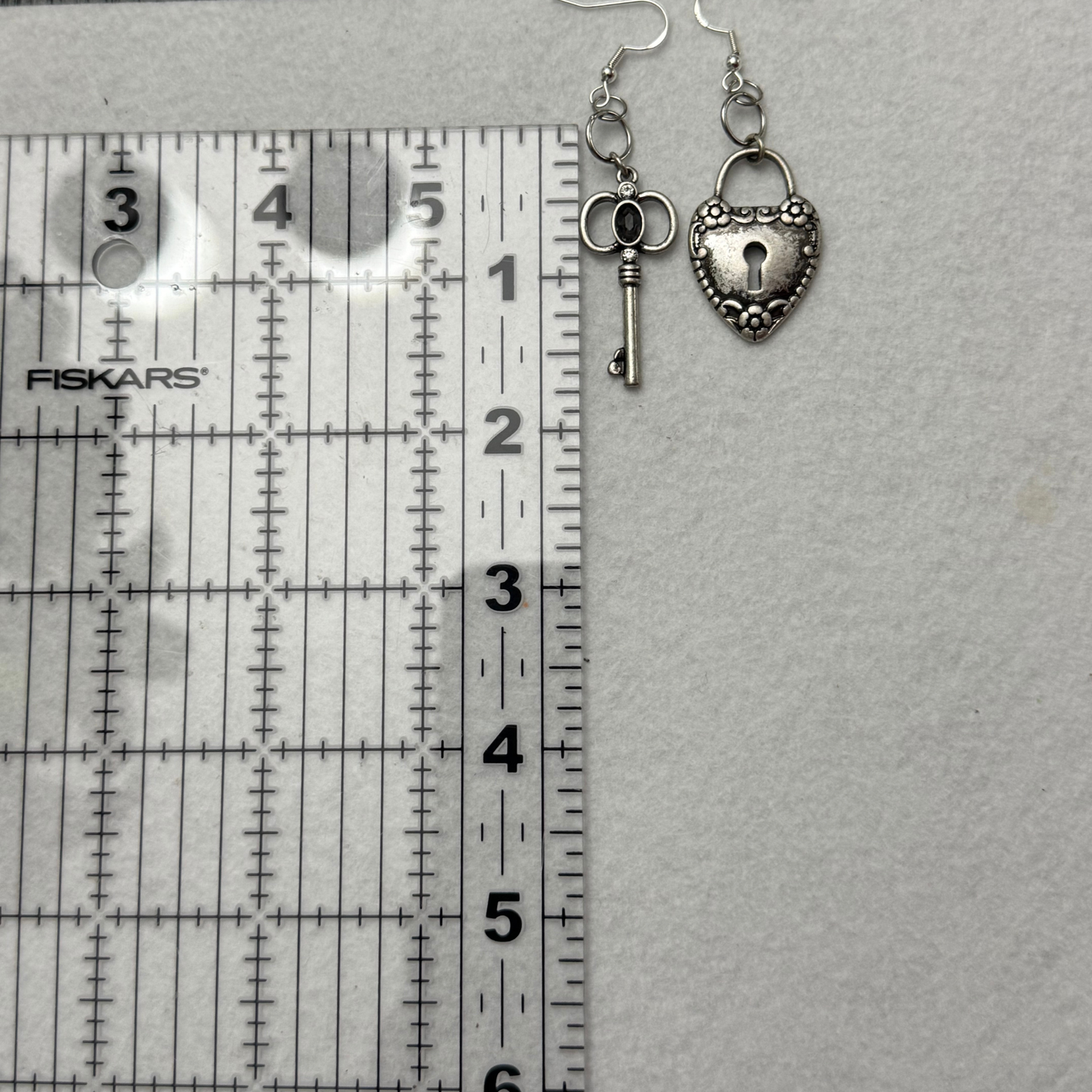 *Clearance* Key & Heart Earring Set | 2-Pair Antique Silver Dangle Earrings | Vintage-Inspired Jewelry