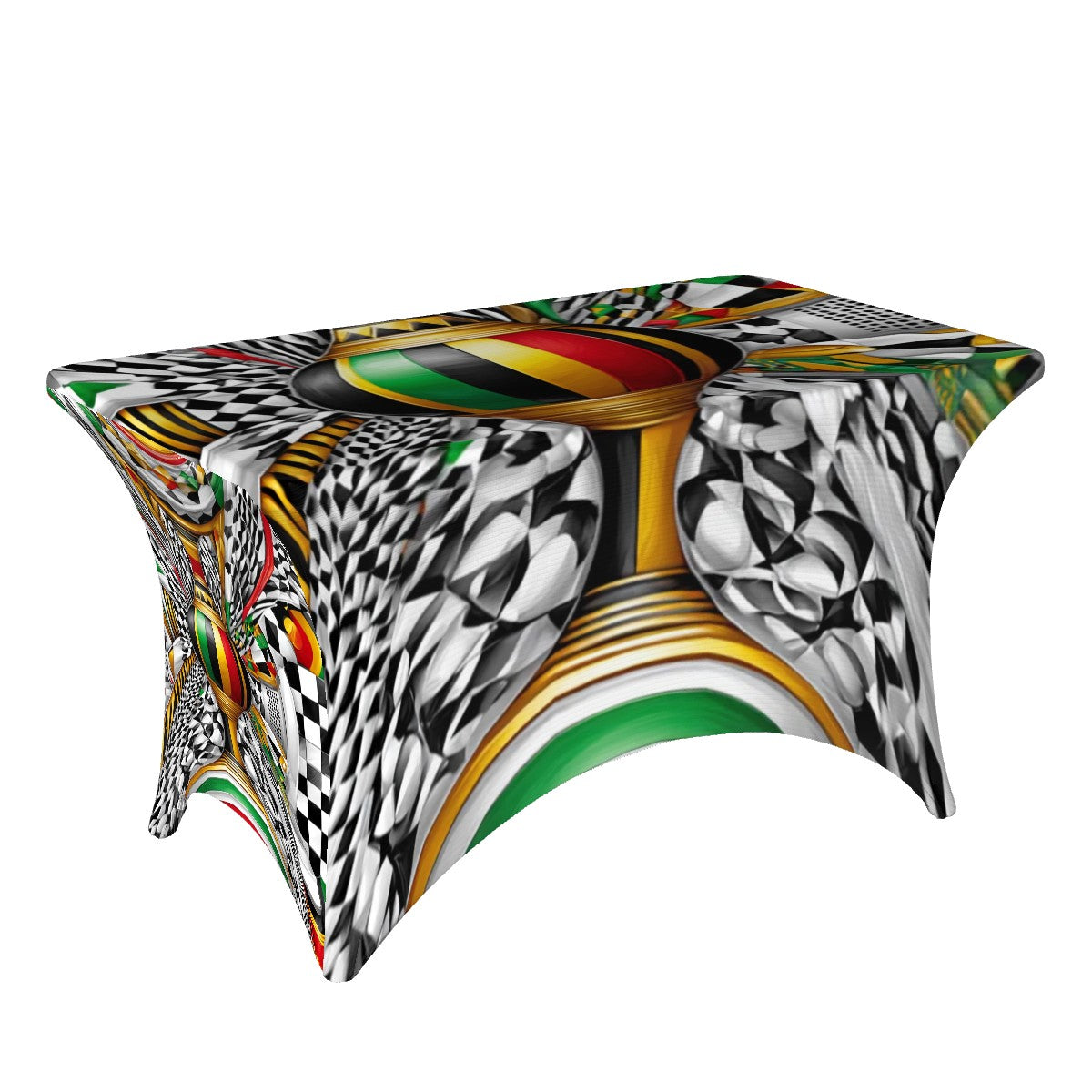 Kwanzaa Celebration Table Cover | Afrocentric Stretch Fabric | Holiday Event Decor