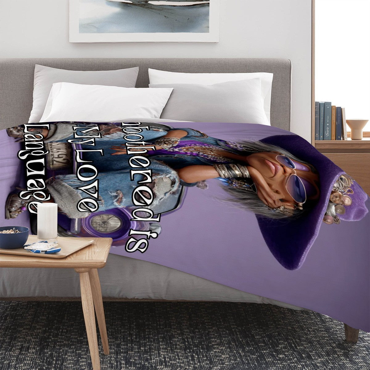 Unbothered is My Love Language Throw Blanket | Afrocentric Flannel | Cozy Made in USA Blanket for Black Women