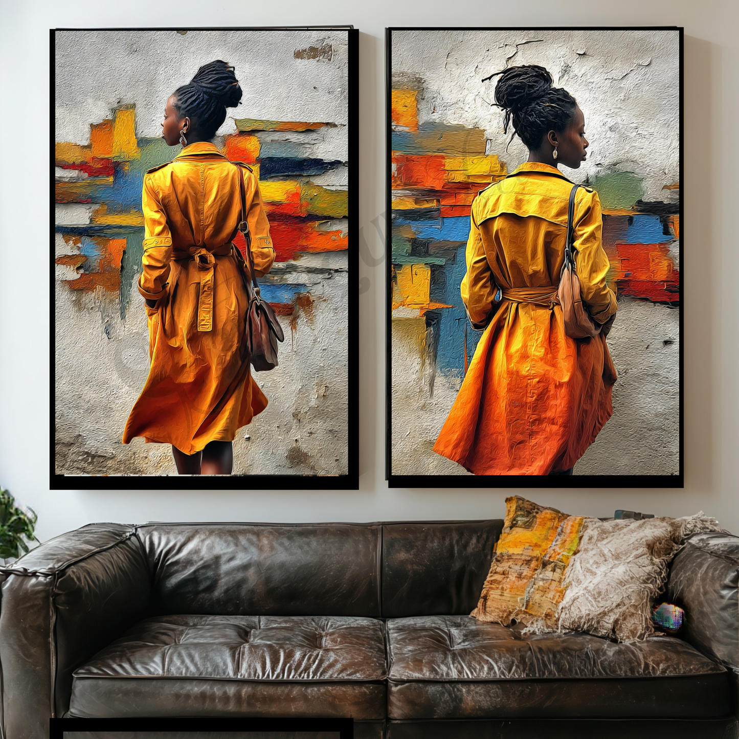 Black Woman Wall Art Set | Afro Boho Printable Decor | Digital African American Art