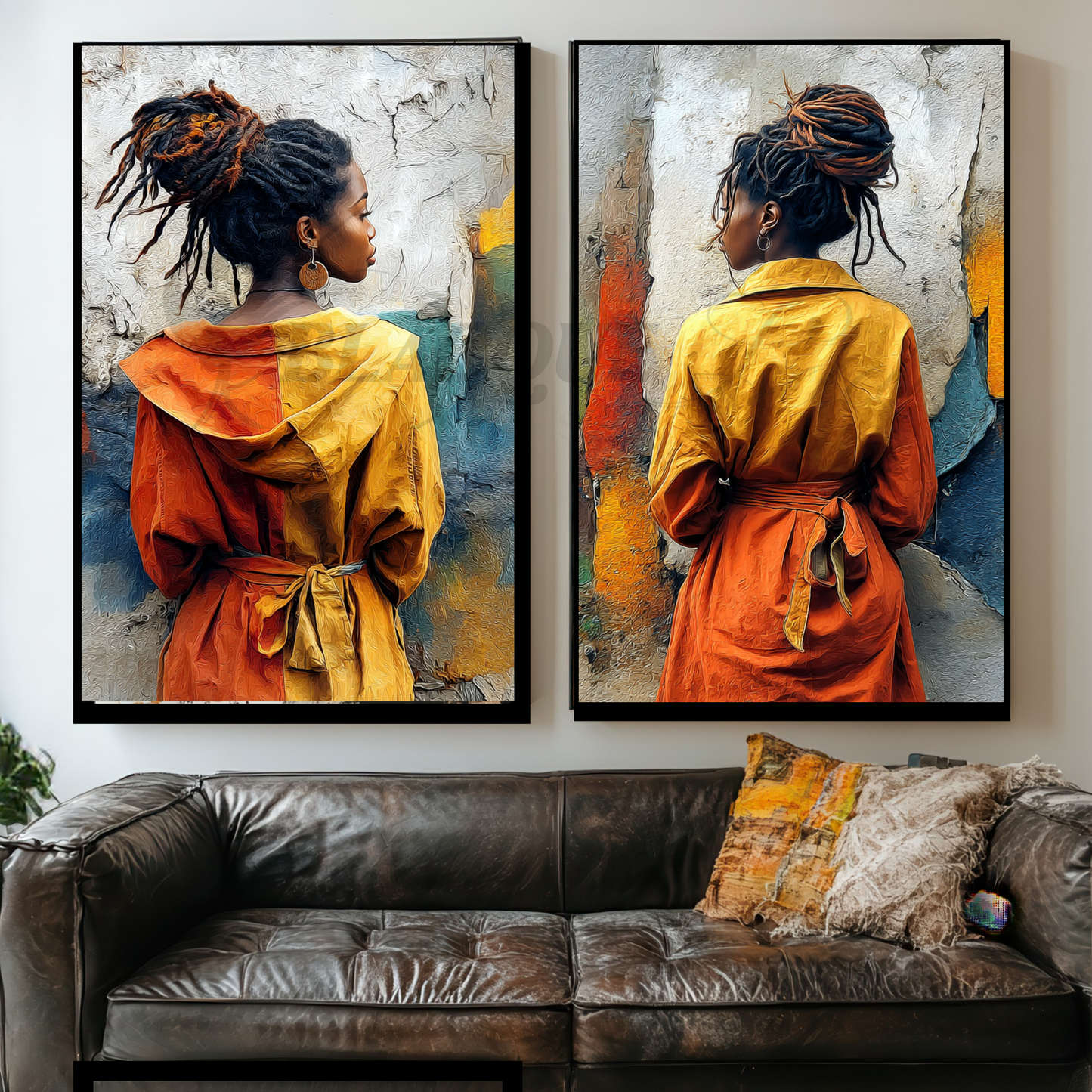 Black Woman Wall Art Set | Afro Boho Printable Decor | Digital African American Art