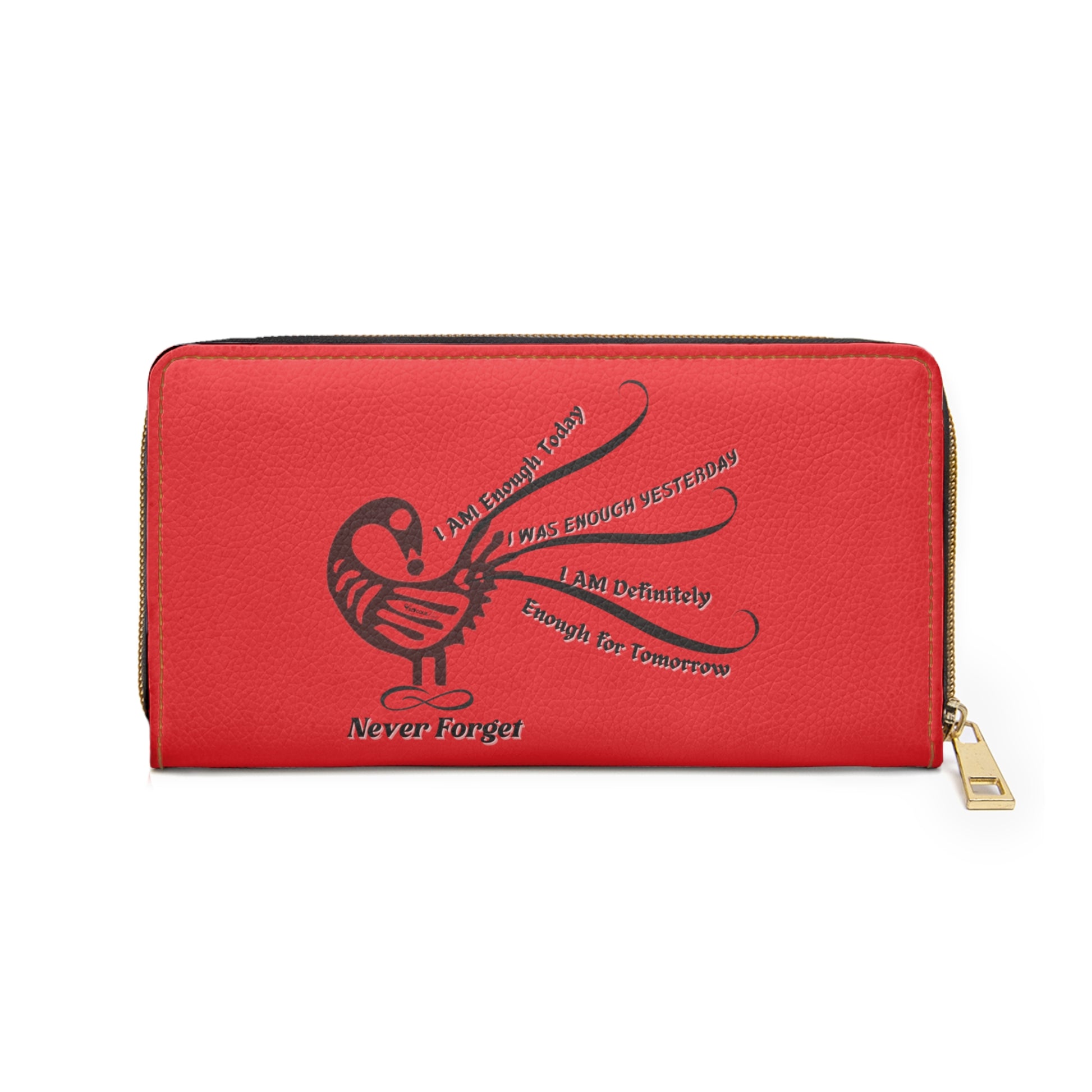 I AM More Than Enough- Positive Afrocentric Affirmation Vegan Leather Wallet Bag- Empower Your Style and Self-Love ; Red Wallet