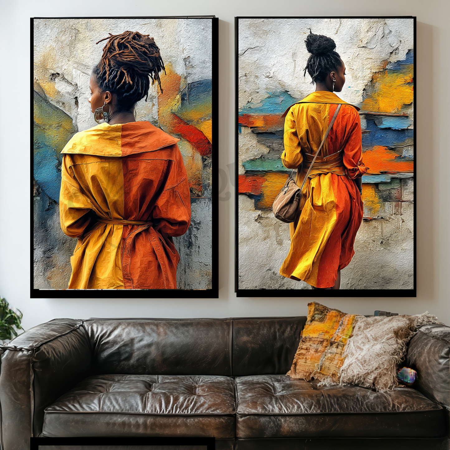 Black Woman Wall Art Set | Afro Boho Printable Decor | Digital African American Art