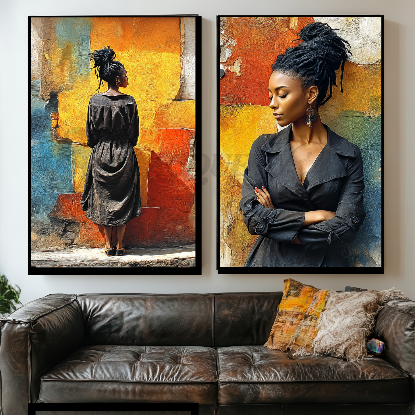 Black Woman Wall Art Set | Afro Boho Printable Decor | Digital African American Art