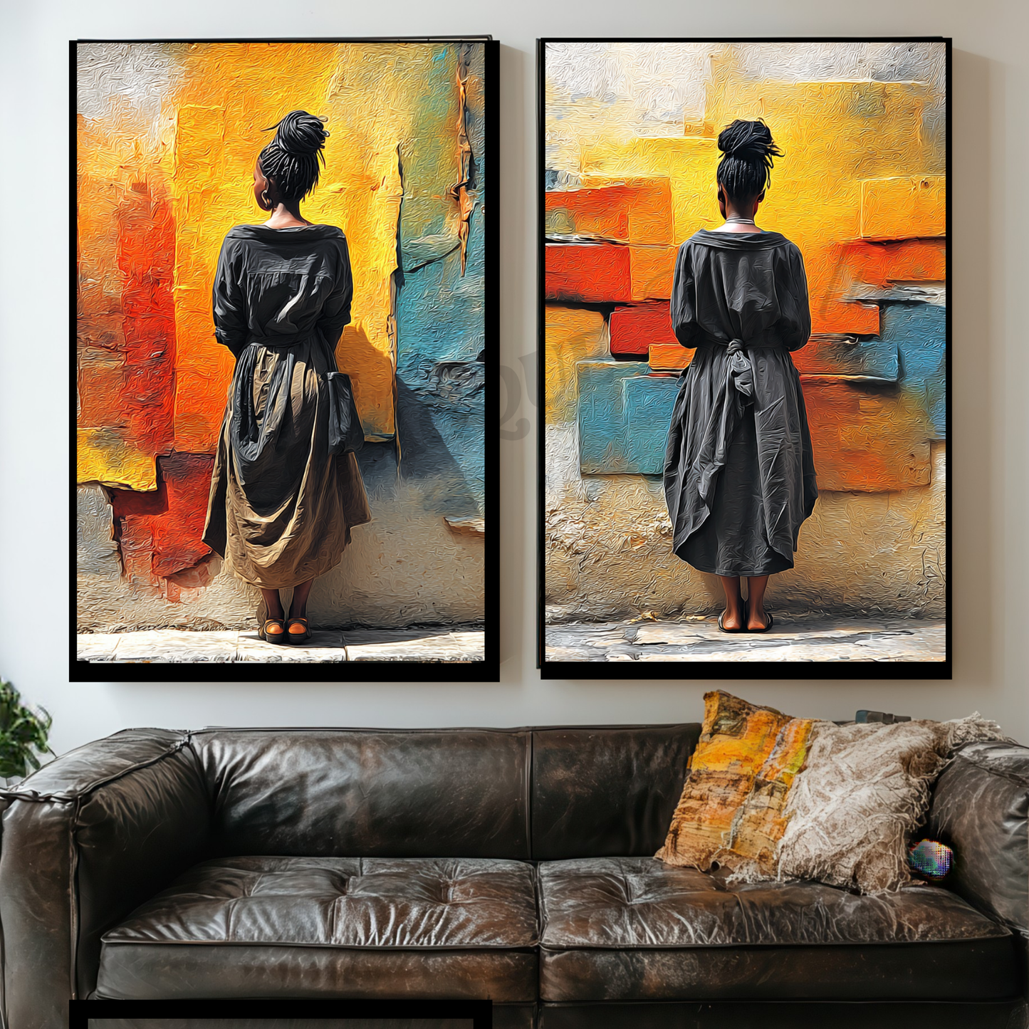 Black Woman Wall Art Set | Afro Boho Printable Decor | Digital African American Art