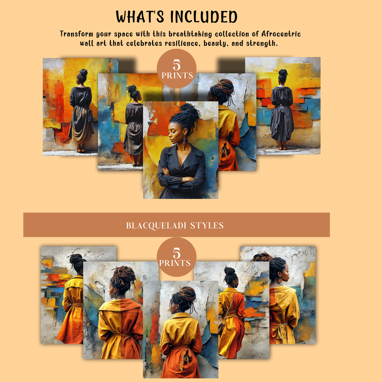 Black Woman Wall Art Set | Afro Boho Printable Decor | Digital African American Art