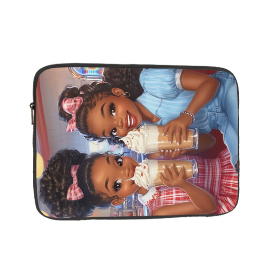 Little Girls Laptop Sleeve | Afrocentric Kids Laptop Case| Black Girl Magic School Tech Cover, Water‑Resistant Neoprene, Dual Zippers