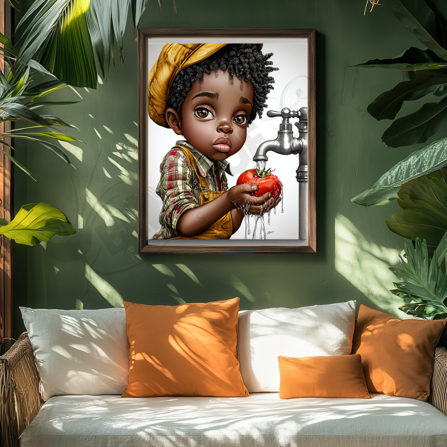 Whimsical Afrocentric Nursery Wall Art | Little Black Boys Farm-to-Table Prints | Digital Download for Kitchen, Playroom & Classroom