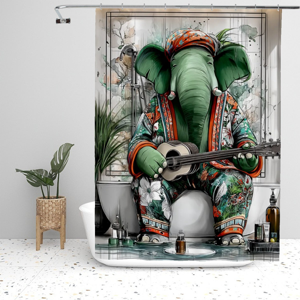 Bathroom Shower Curtain 5102x5102 BoHo Elephant Shower CurtainPrintkkk