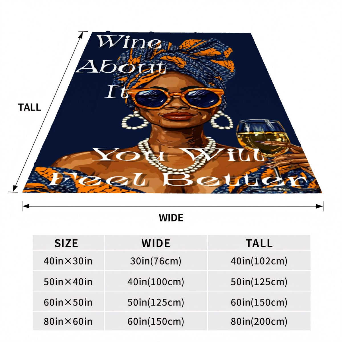 Wine About It You Will Feel Better Throw Blanket | Afrocentric Flannel | Made in USA Cozy Blanket for Black Women