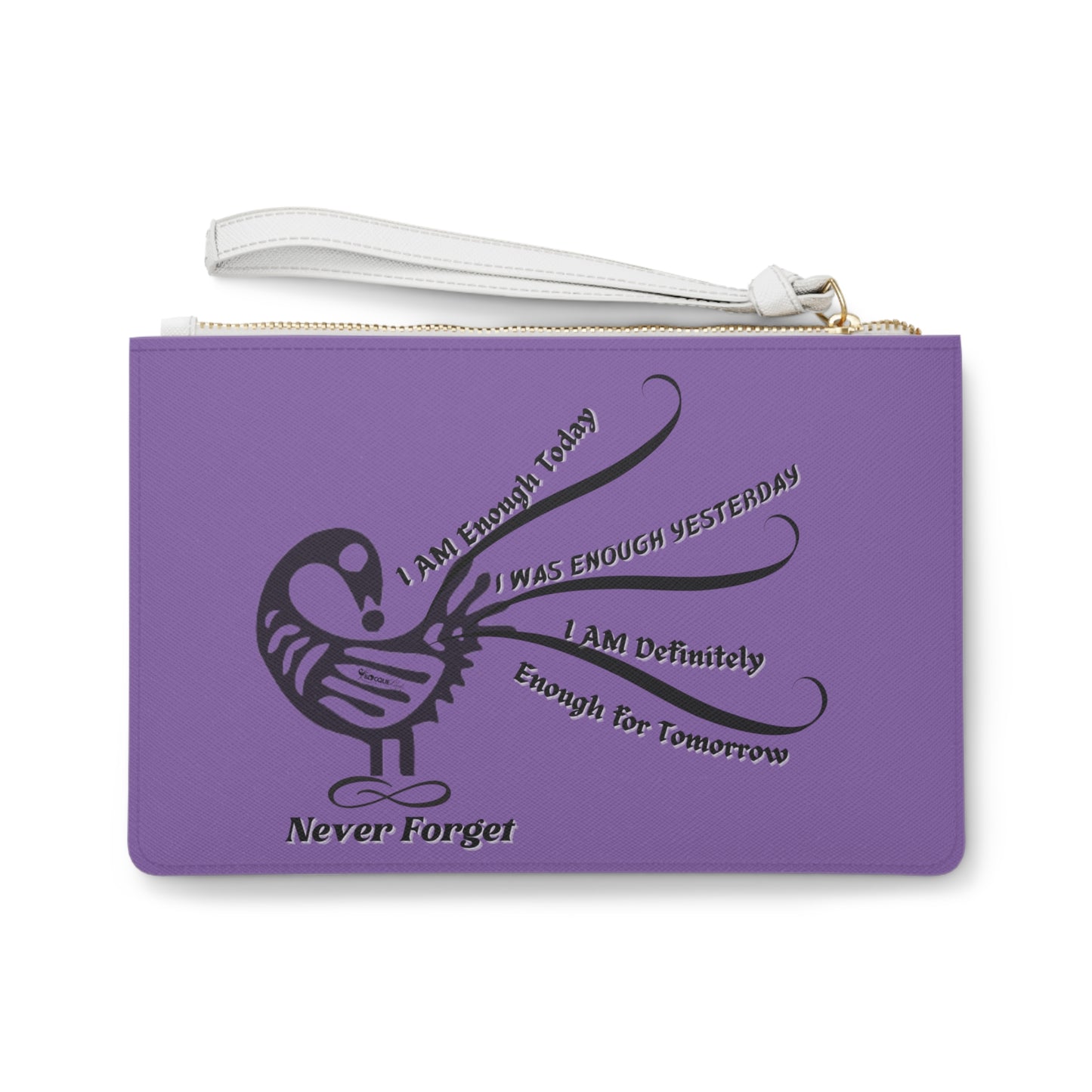 I AM More Than Enough- Positive Afrocentric Affirmation Vegan Leather Clutch Bag- Empower Your Style and Self-Love; Purple Clutch
