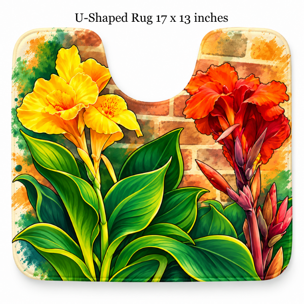 Lily Garden 4-Piece Bathroom Set | Floral Shower Curtain, Bath Rugs & Toilet Seat Cover