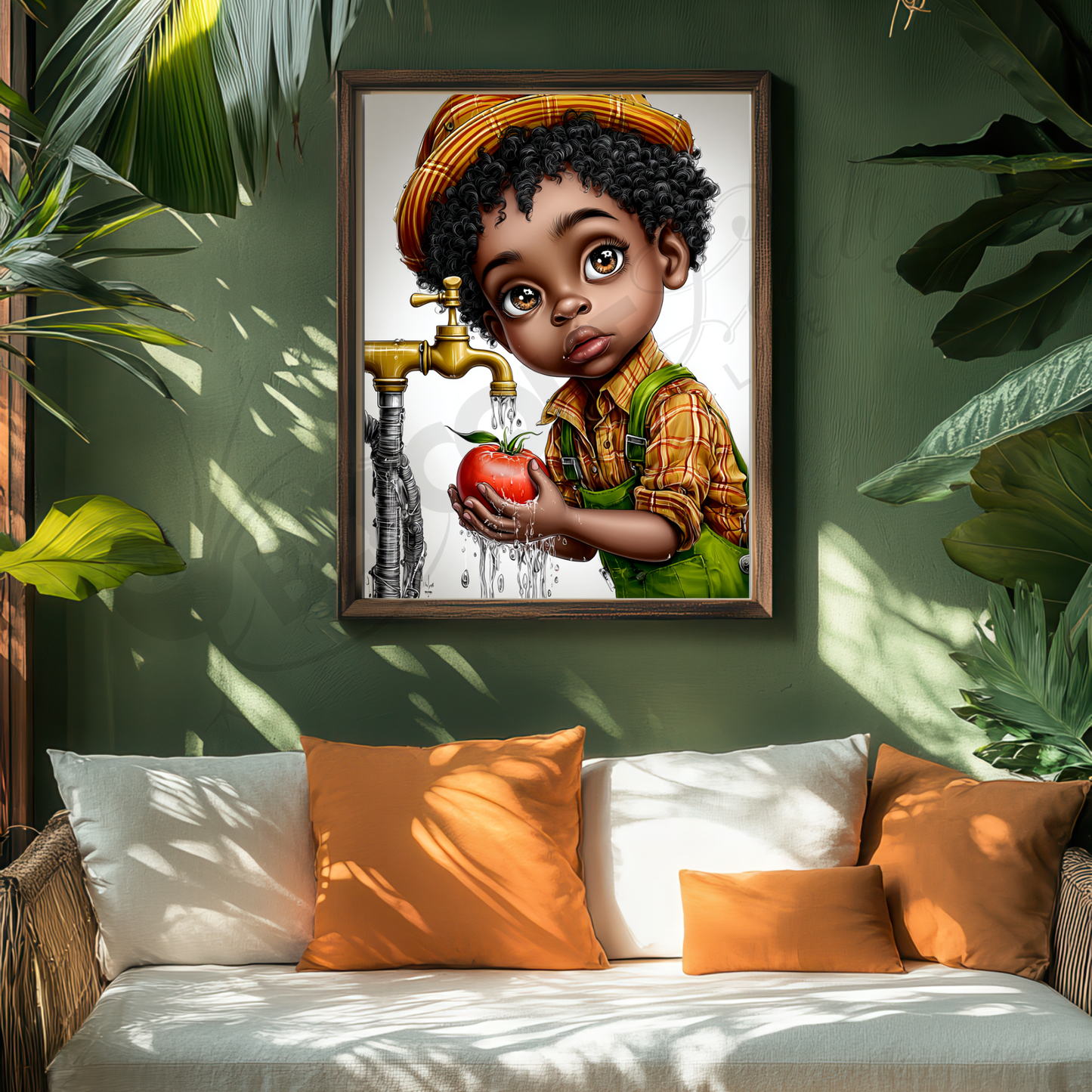 Whimsical Afrocentric Nursery Wall Art | Little Black Boys Farm-to-Table Prints | Digital Download for Kitchen, Playroom & Classroom