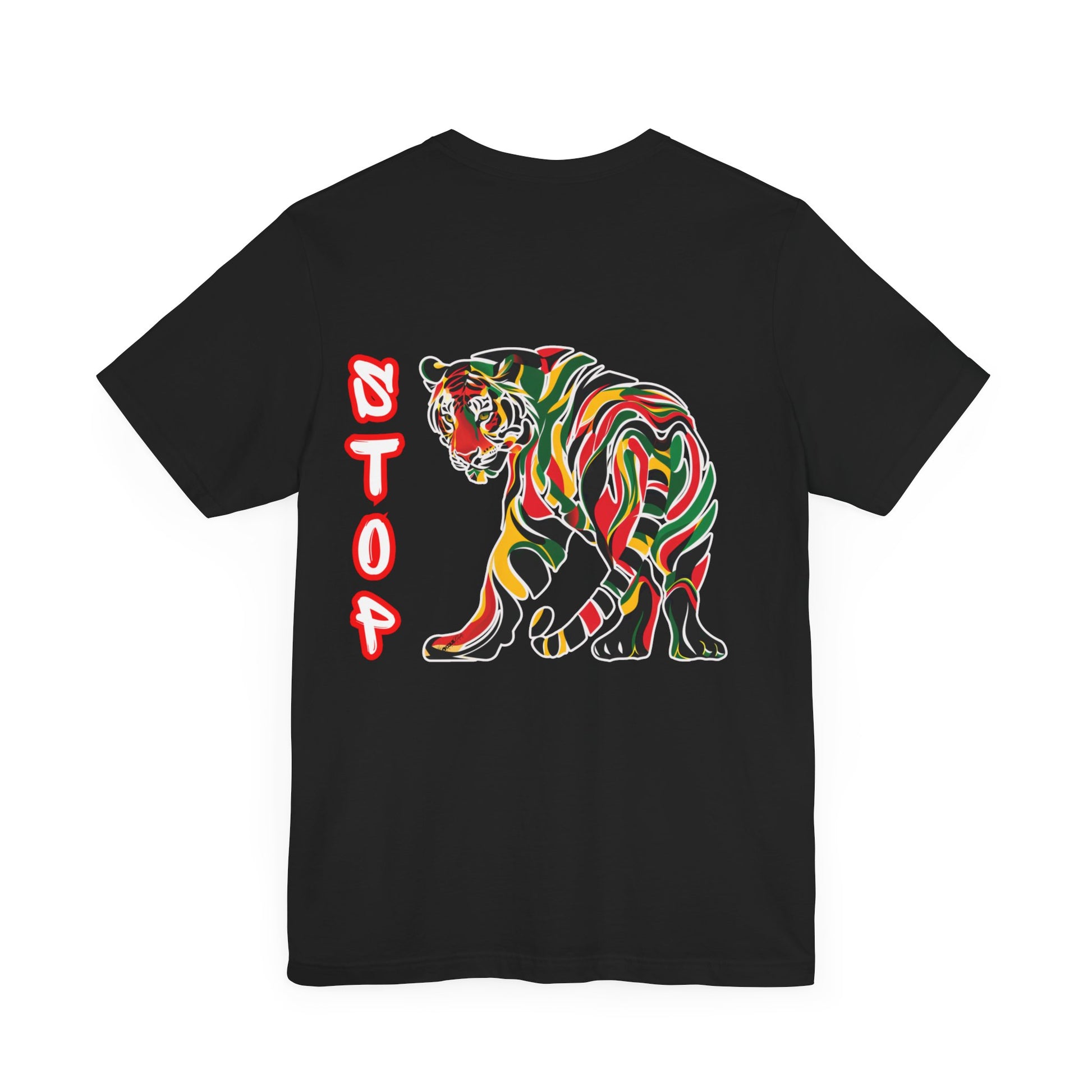 Stop Speaking Death Tee Shirt - Pan-African Tiger Art, Empowering Message Shirt, black tee shirt