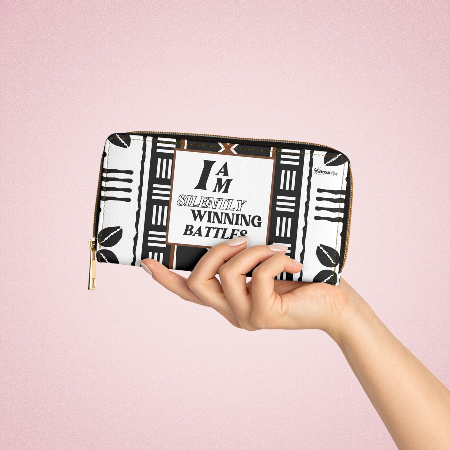 *CLEARANCE* Afrocentric Hobo-Style Wallet – “I AM Silently Winning Battles” | Adinkra Print, Empowerment Accessory