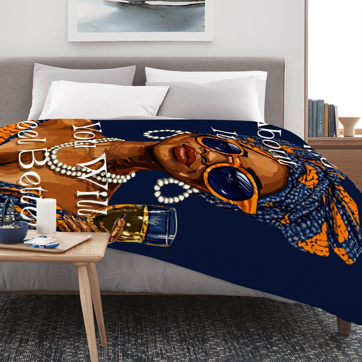 Wine About It You Will Feel Better Throw Blanket | Afrocentric Flannel | Made in USA Cozy Blanket for Black Women
