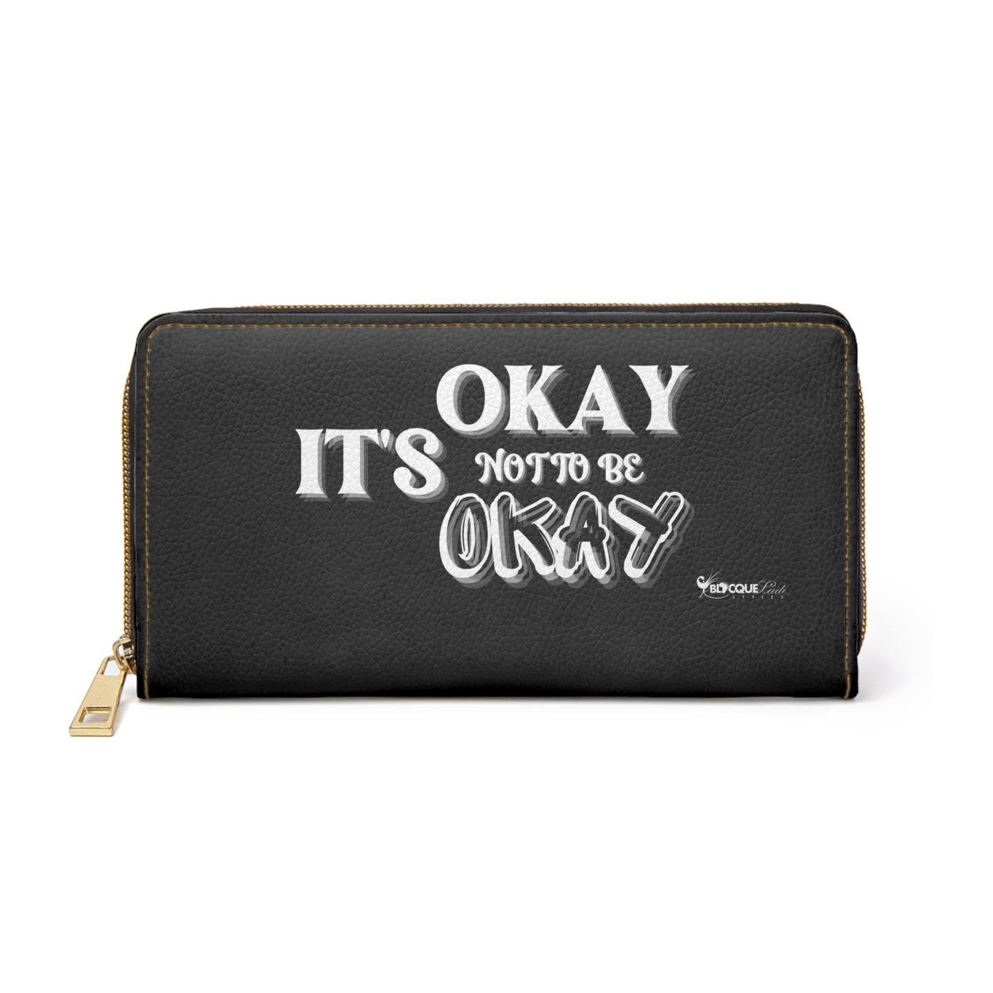 *CLEARANCE* IT'S OKAY, NOT TO BE OKAY- Positive Afrocentric Affirmation Vegan Leather Wallet Bag- Empower Your Style and Self-Love ; Black & White Wallet