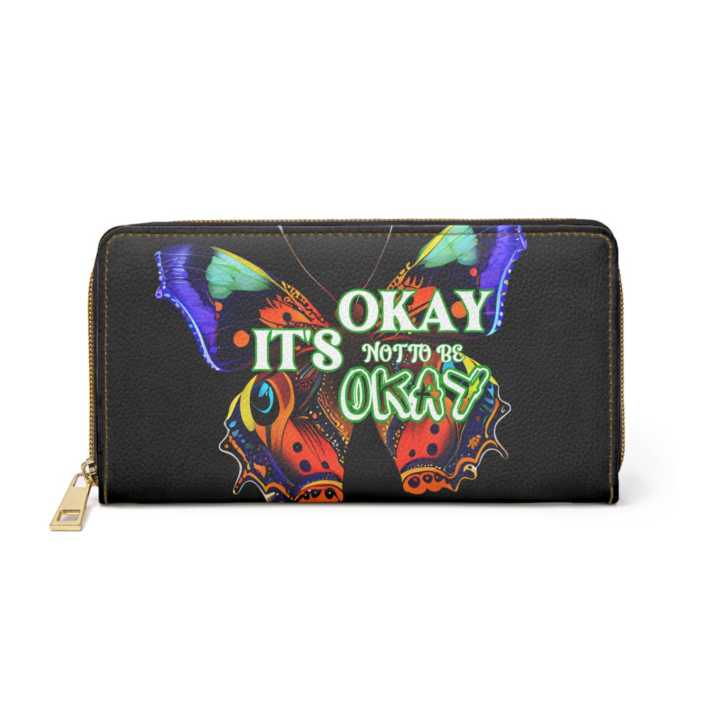 *CLEARANCE* IT'S OKAY, NOT TO BE OKAY- Positive Afrocentric Affirmation Vegan Leather Wallet Bag- Empower Your Style and Self-Love ; Black & White Wallet