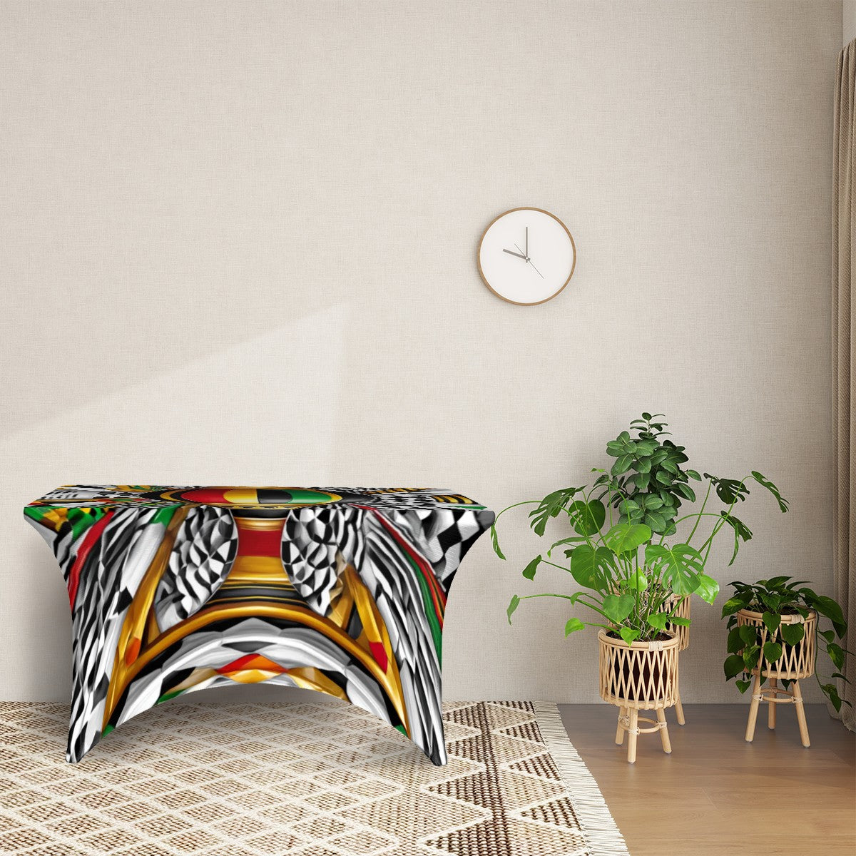 Kwanzaa Celebration Table Cover | Afrocentric Stretch Fabric | Holiday Event Decor
