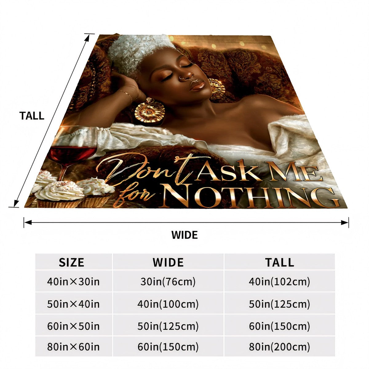 Throw Blanket for Mom – Luxury Flannel “Don’t Ask Me for Nothing” Black Woman Art, Cozy Afrocentric Home Decor, Soft Power (Cream Elegance Edition)