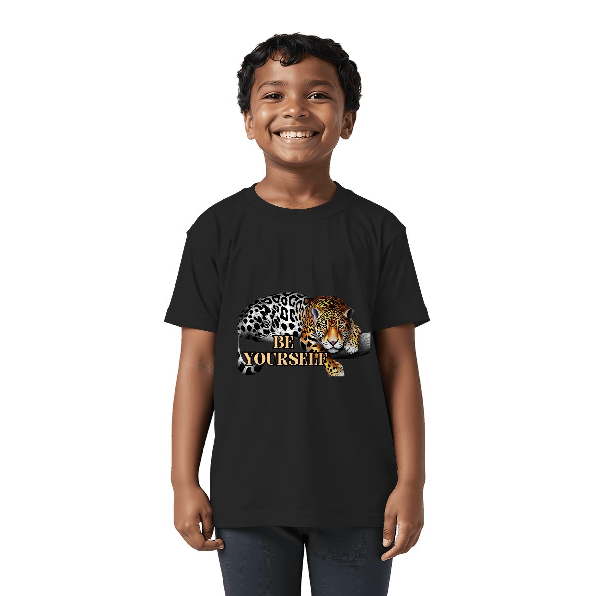 Be Yourself Kids T-Shirt | Leopard Graphic Tee | Empowerment Gift from Grandparents
