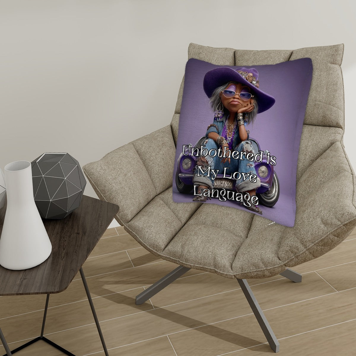 Unbothered is My Love Language Throw Pillow Cover | Afrocentric Double-Sided Design | Soft Polyester
