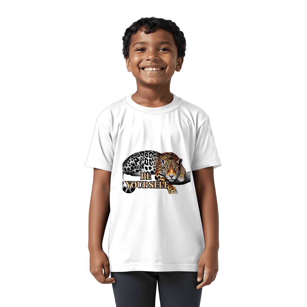 Be Yourself Kids T-Shirt | Leopard Graphic Tee | Empowerment Gift from Grandparents
