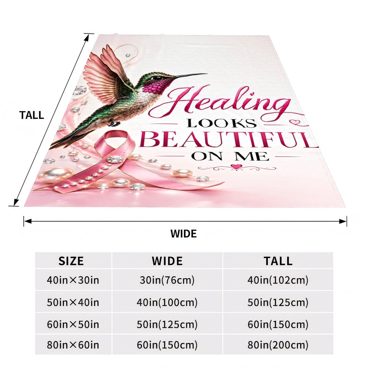 Healing Looks Beautiful on Me Breast Cancer Awareness Blanket