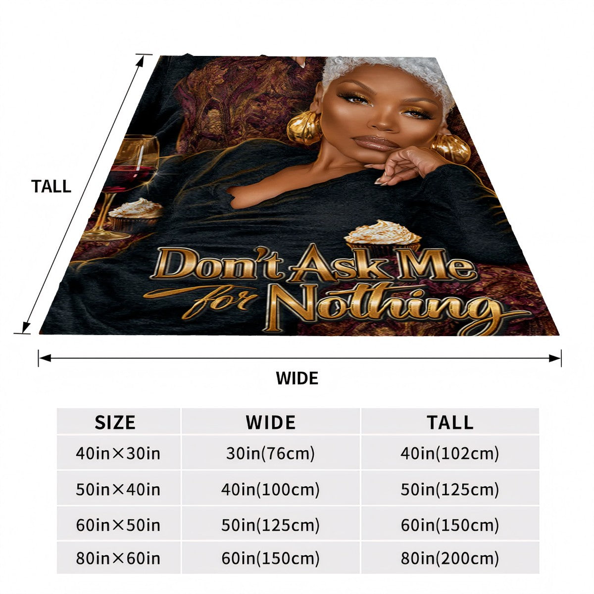 Gift Throw Blanket – Don’t Ask Me for Nothing, Luxury Flannel Blanket for Mom, Cozy Black Woman Art, Royal Boundaries (Black Luxe Edition)