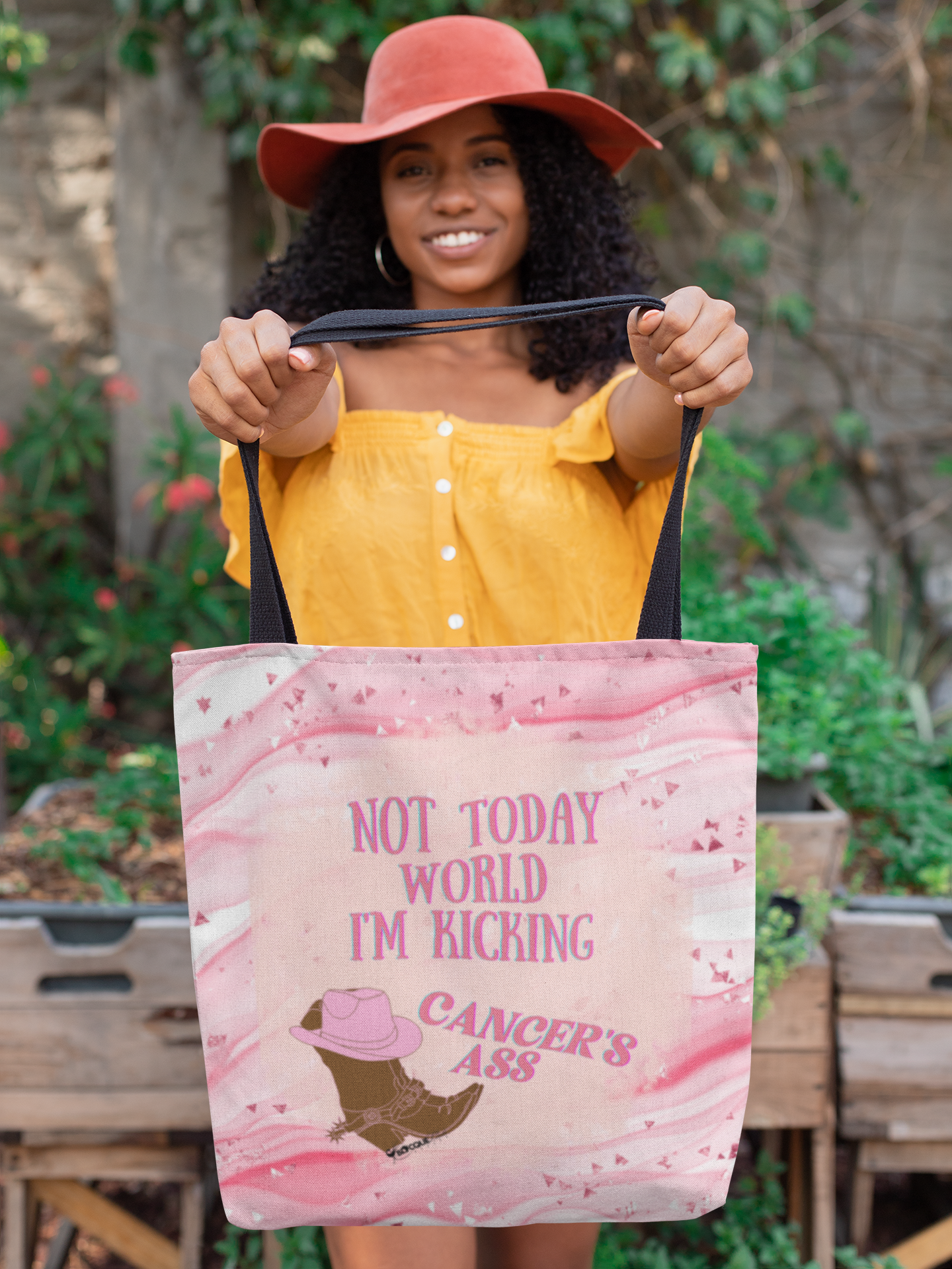 *Clearance* – “Not Today World, I’m Kicking Cancer’s Ass” Tote Bag