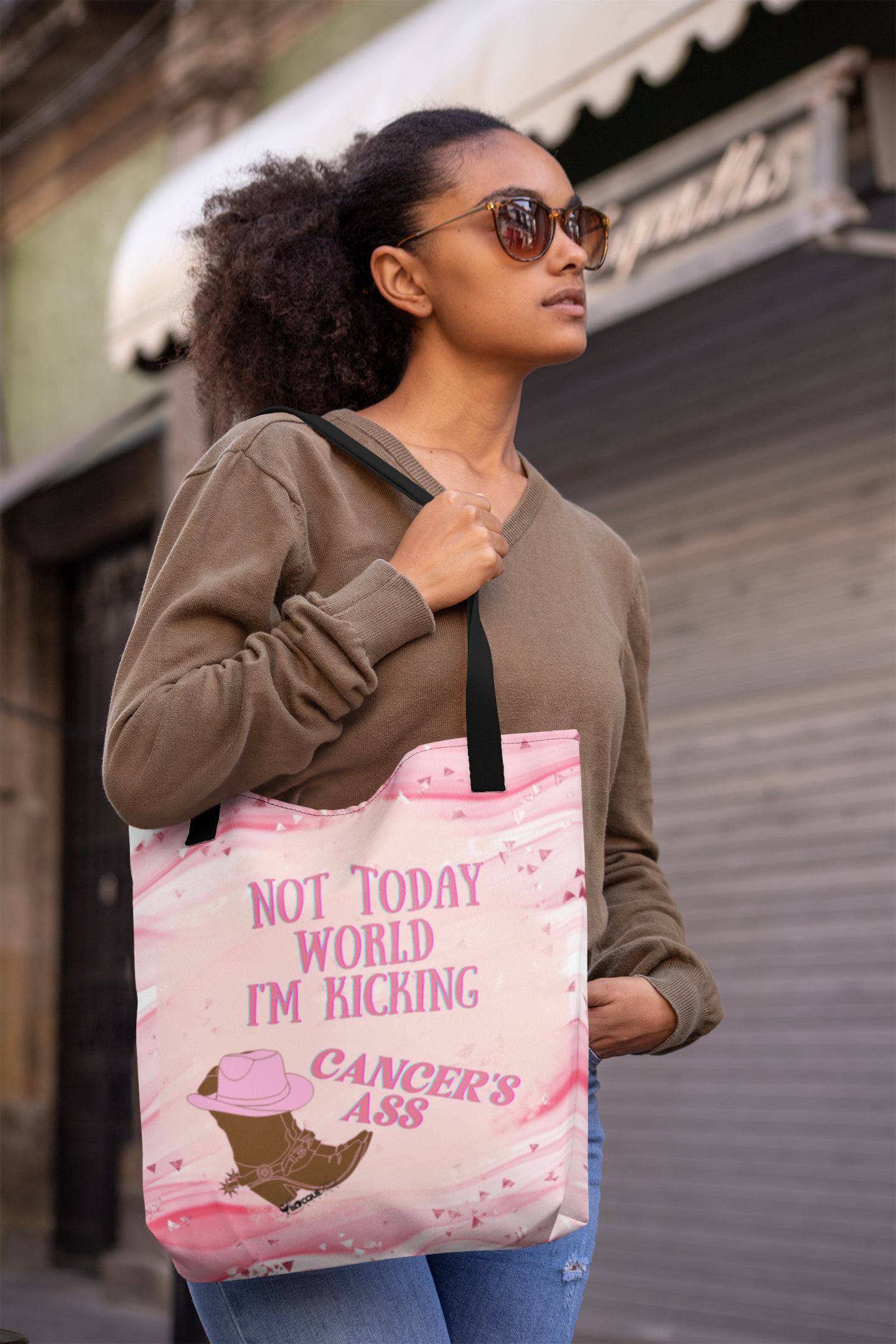 *Clearance* – “Not Today World, I’m Kicking Cancer’s Ass” Tote Bag