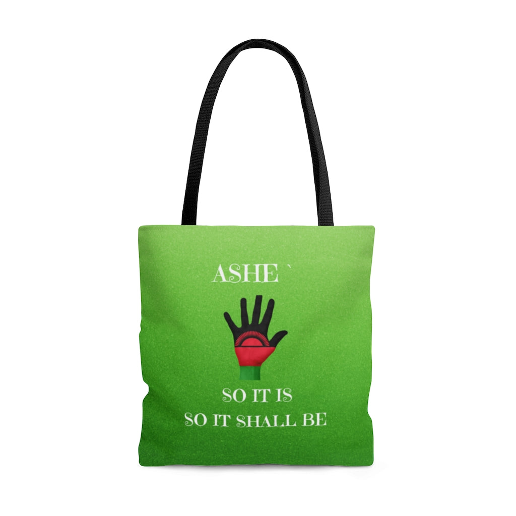 "ASHE" Positive Affirmation Quote Tote Bag/Red, Black & Green
