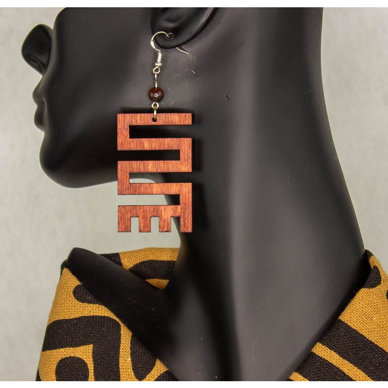 NKYINKYIM/ Adinkra symbol/ Afrocentric/Bohemian/Cultural Conscious/Afro-Punk/West Africa Wood Earrings brown