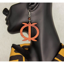 Load image into Gallery viewer, WAWA ABA Adinkra symbol/ Afrocentric/Bohemian/Cultural Conscious/Afro-Punk/West Africa Wood Earrings brown
