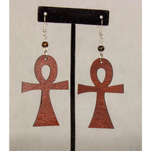 Load image into Gallery viewer, ANKH -Cultural Conscious/West African/AfroPunk Wood Brown Earring
