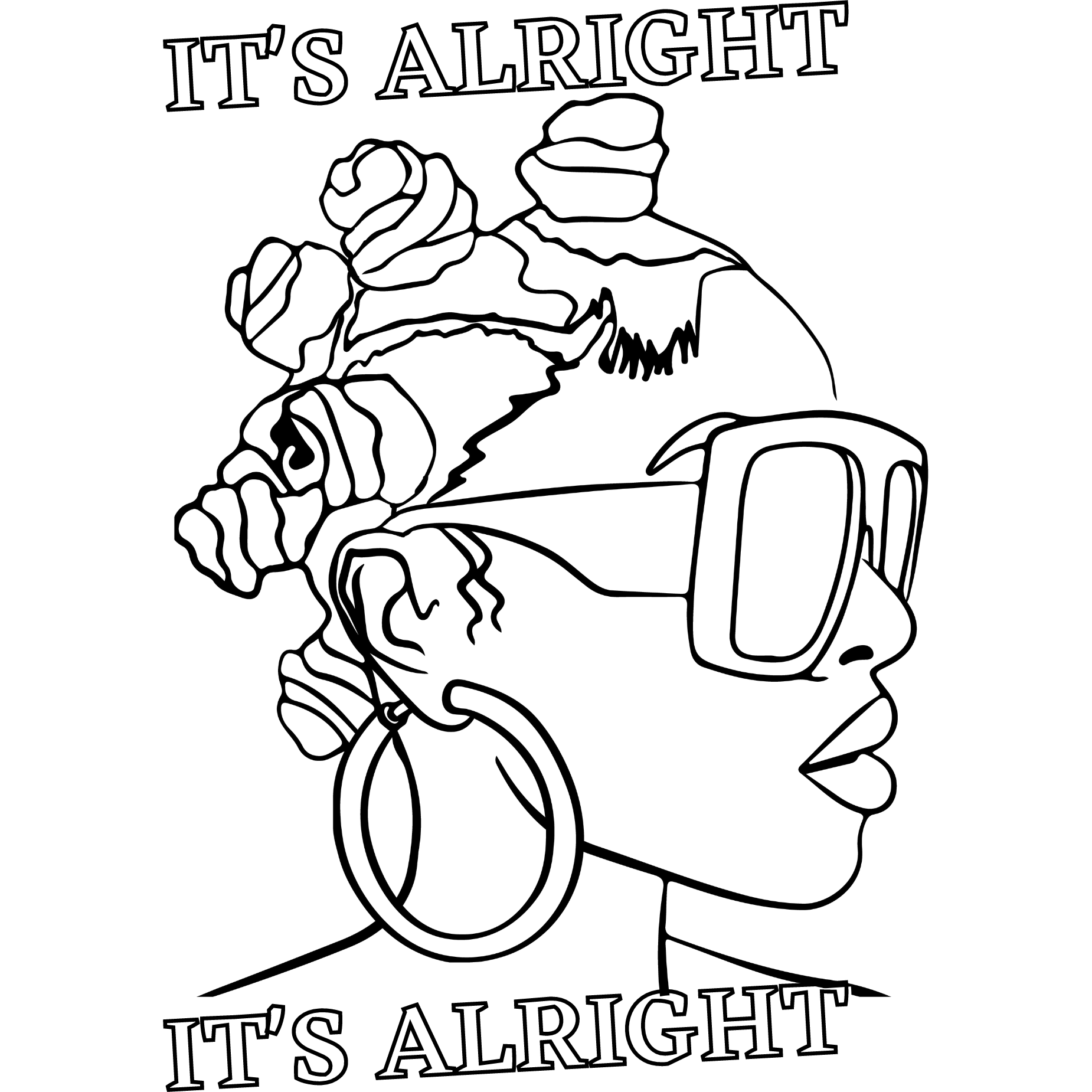 It's Alright- Adult Affirmation Coloring Motivational Page/African-American Woman with Shades