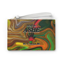 Load image into Gallery viewer, &quot;ASHE&#39;...So Be It&quot; Positive Affirmation Quote Vegan Leather Clutch Purse/Red, Black &amp; Green
