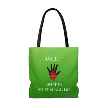 Load image into Gallery viewer, &quot;ASHE&quot; Positive Affirmation Quote Tote Bag/Red, Black &amp; Green
