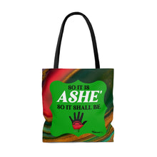 Load image into Gallery viewer, &quot;Ashe&quot;, Positive Affirmation Quote Tote Bag/Red, Black, &amp; Green/Pan-American Color Bag
