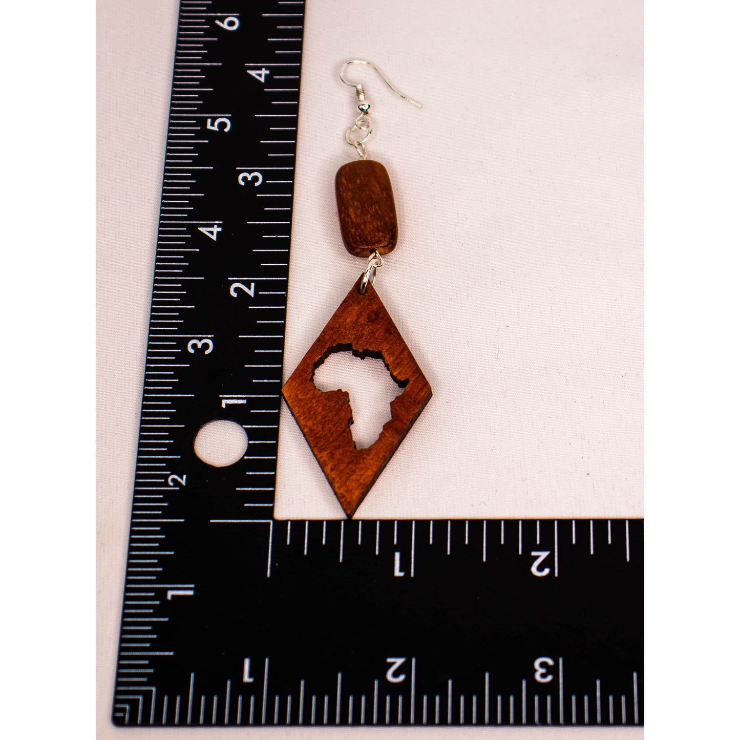 Diamond Africa Cut-out Wood Geometric Dangle Earrings